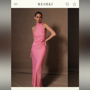 MESHKI CLAIRE Satin Maxi Dress - Pink M
